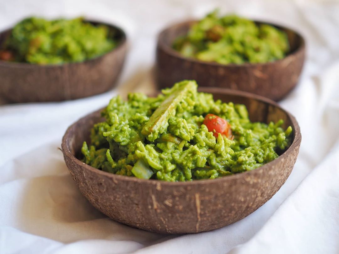 Pesto, Asparagus + Tomato Basmati "Risotto