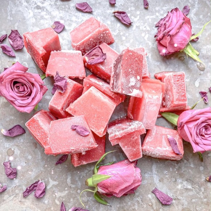 Rose and White Tea Infused Strawberry Ice Cubes