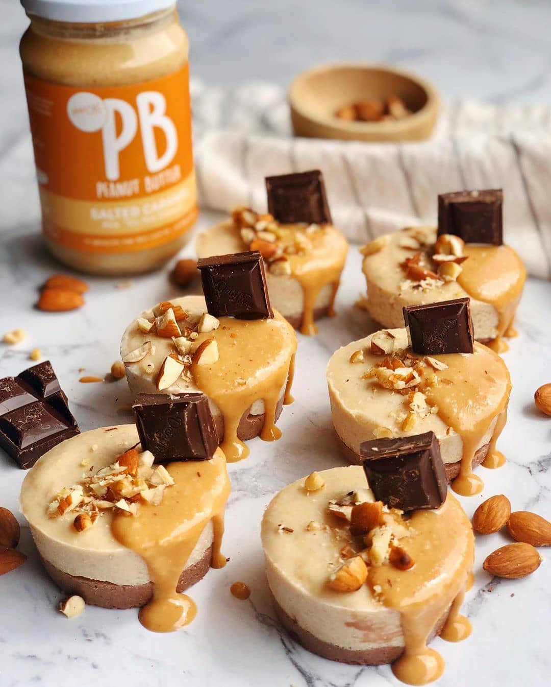 Salted Caramel Peanut Butter Cheesecakes