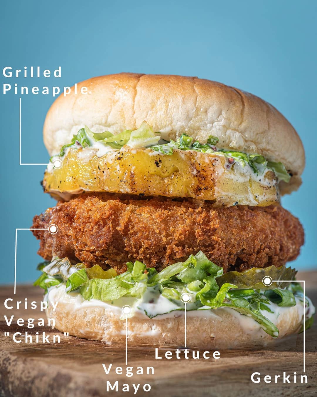 Crispy Vegan Chick'n Burger with Grilled Pineapple