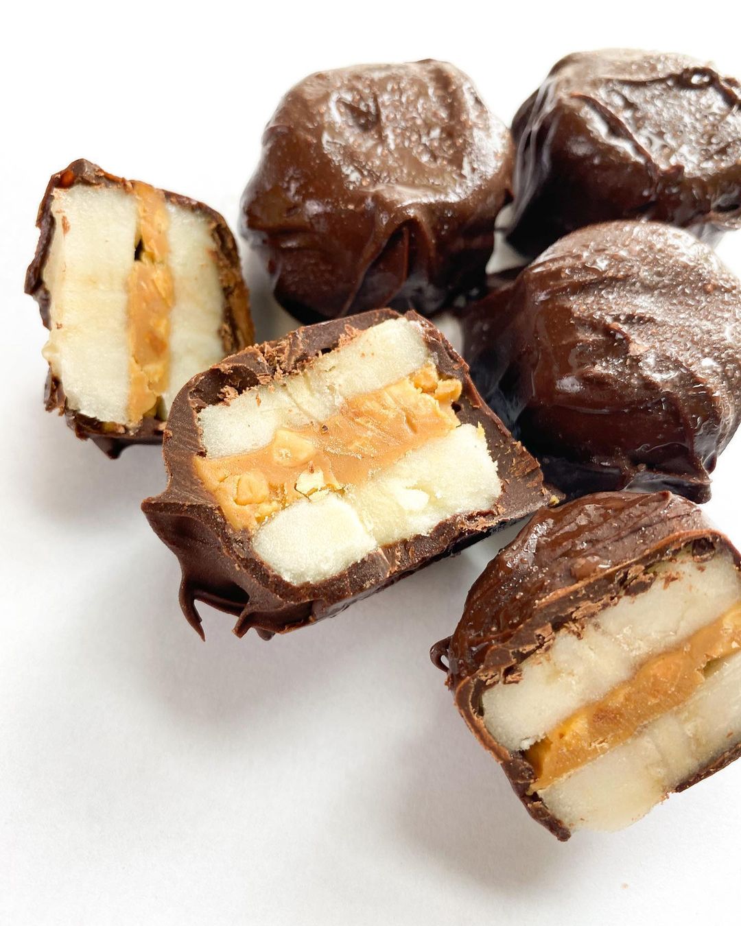 Chocolate Covered Bananas Filled with Crunchy Pb