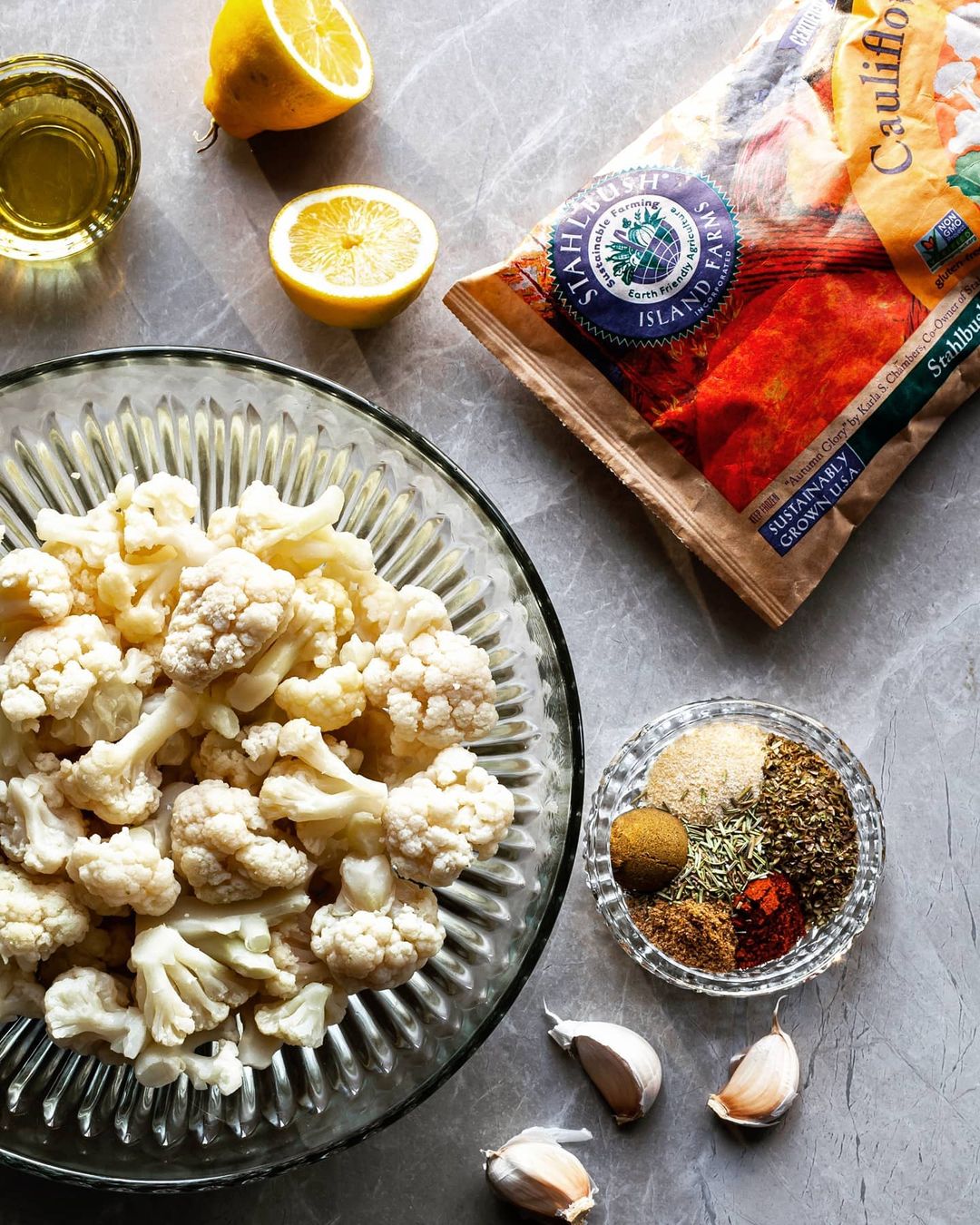 Roasted Cauliflower Gyros with Tzatziki and Veggies