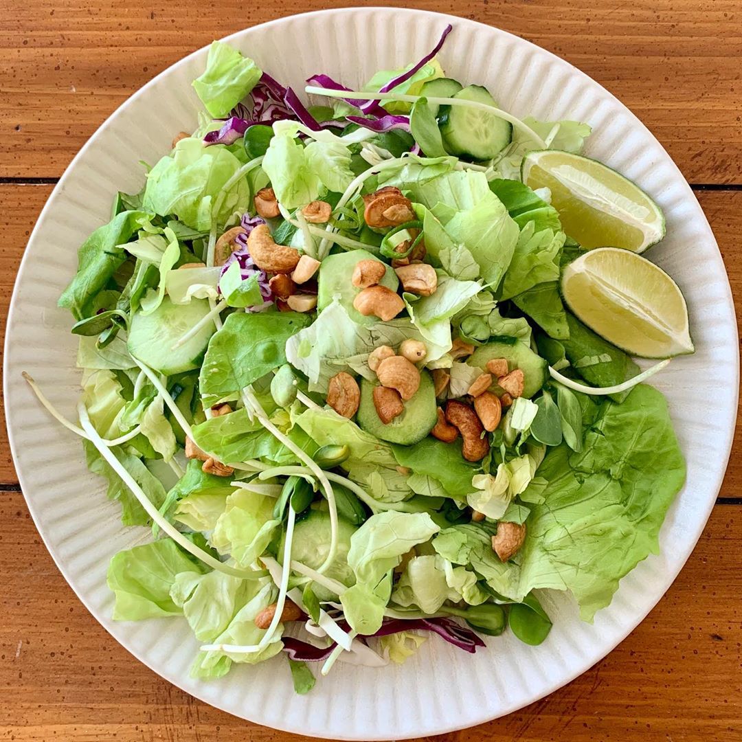 Refreshing Summer Salad with Micro Greens and Nuts