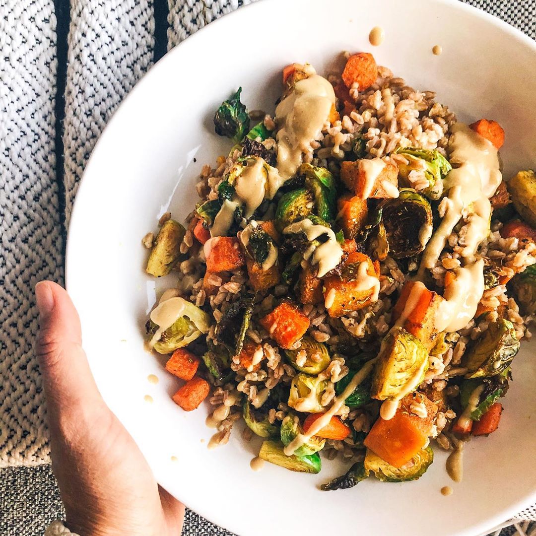 Root Veg & Farro Bowl W/ Maple Tahini