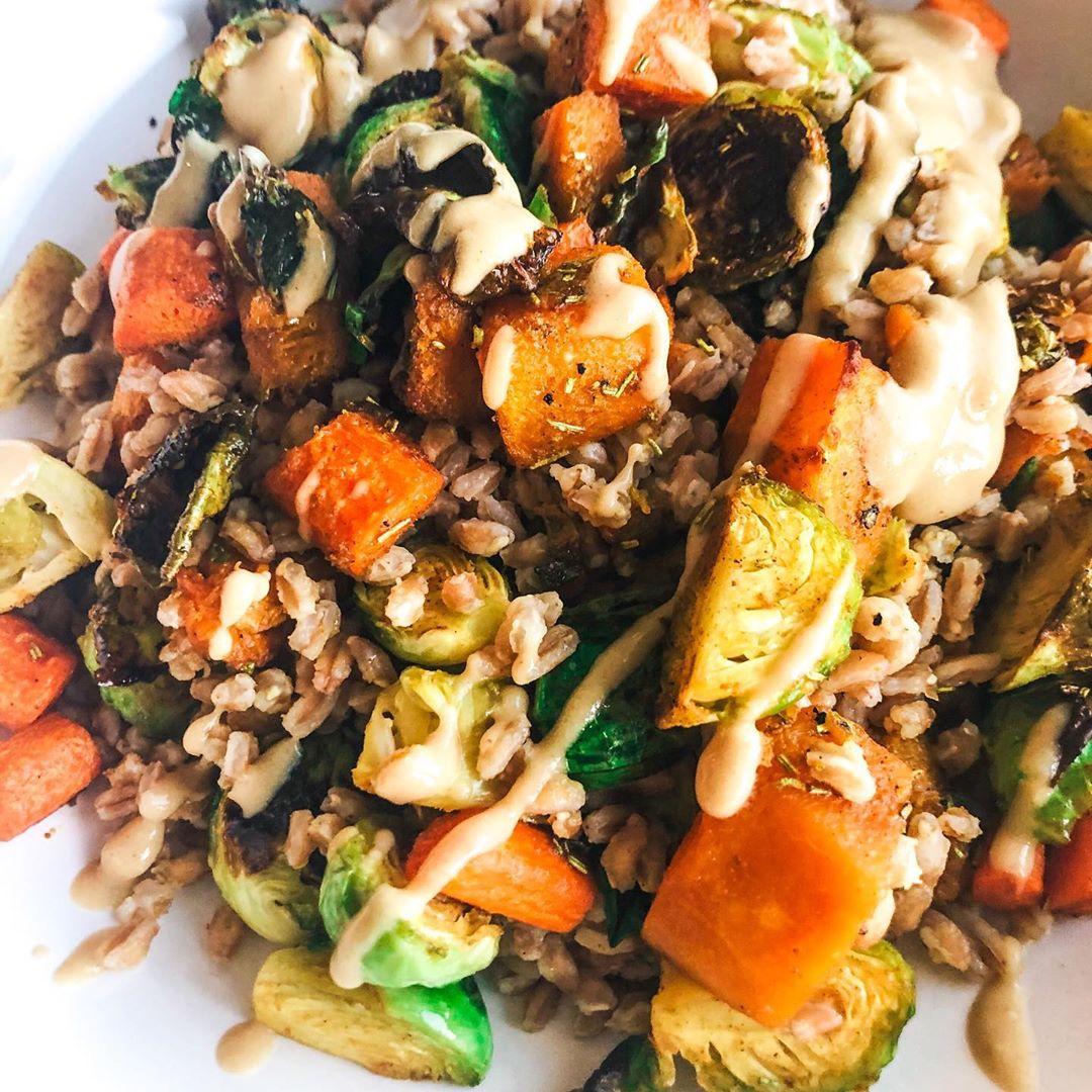 Root Veg & Farro Bowl W/ Maple Tahini