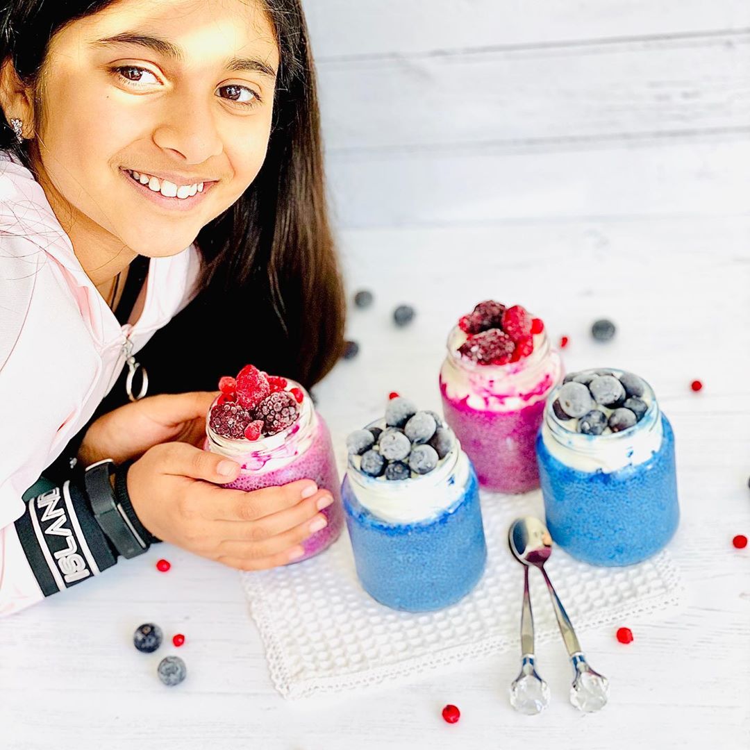 Refreshing Pink & Blue Chia Puddings