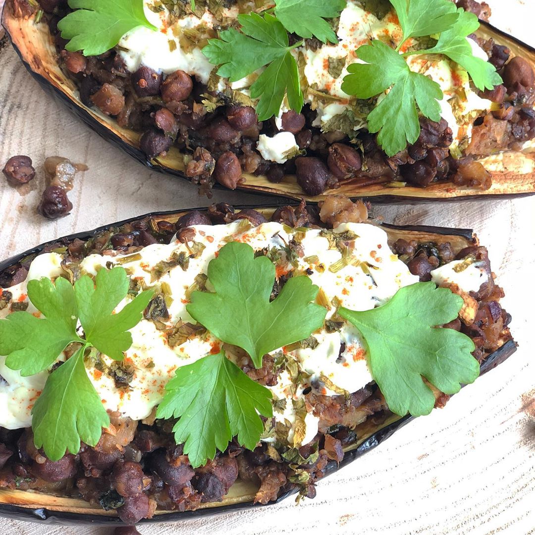 Stuffed Aubergine Boats