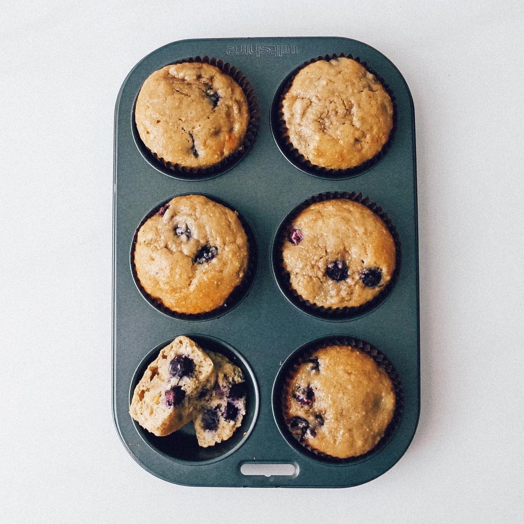 Healthy Banana and Blueberry Muffins