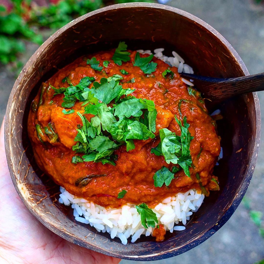 Indian Fakeaway - Sweet Potato + Spinach Madras + Rice