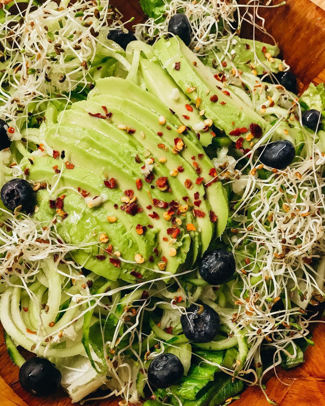 Avocado Blueberry Raw Vegan Salad