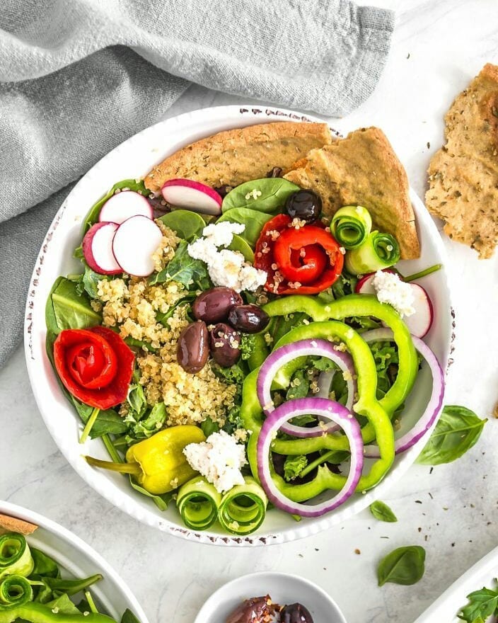 Vegan Greek Salad with Quinoa