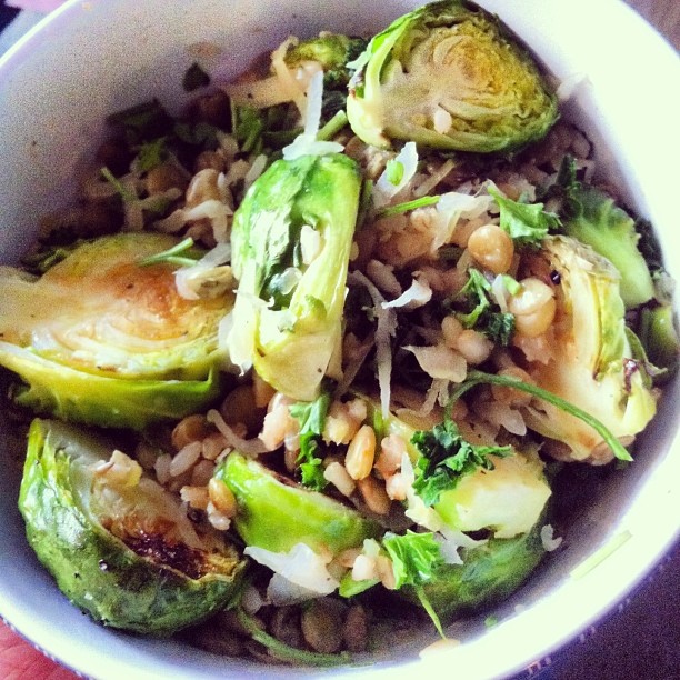 Brown Rice and Lentils with Roasted Vegetables