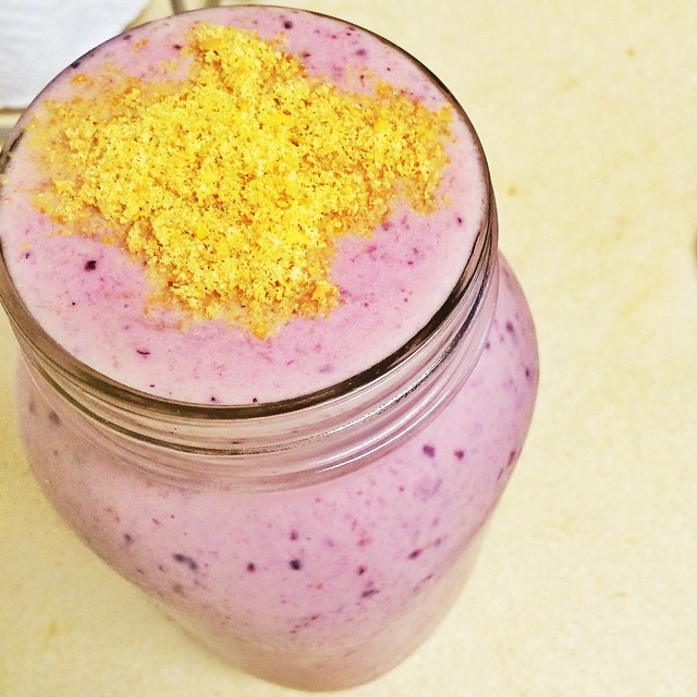Favorite Banana Blueberry Mango Smoothie with Flaxseeds
