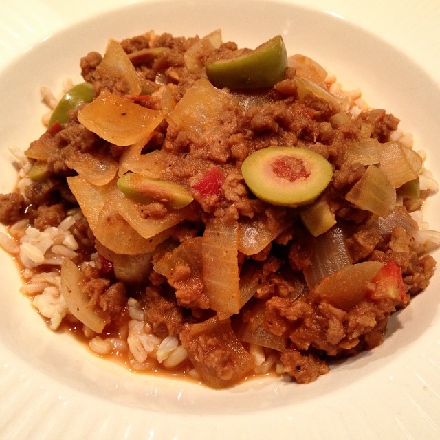 Vegan Picadillo with Organic Brown Rice