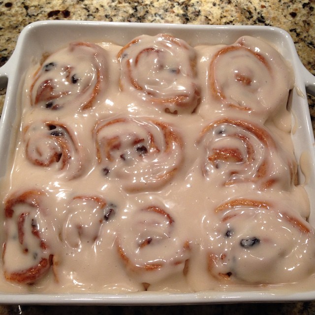 Cinnamon Raisin Bun with Cream Cheese Frosting