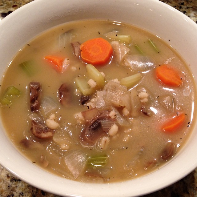 Mushroom Barley Soup with Cashew Milk