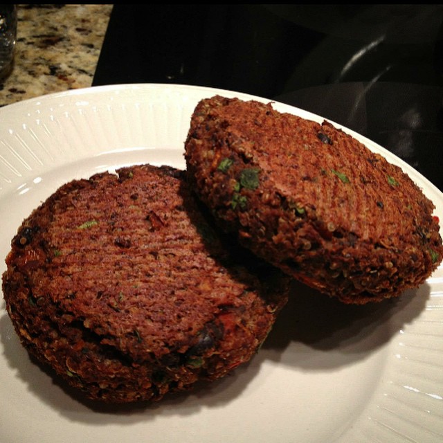 Baked Spicy Black Bean, Sweet Potato & Quinoa Burgers