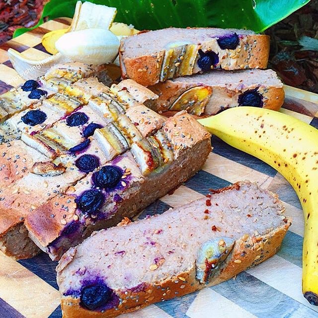 Vegan Banana Bread with Blueberries and Dates