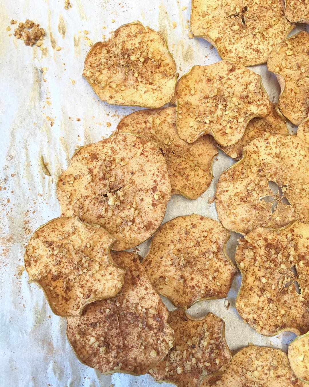 Cinnamon Apple Chips with Walnut Dust