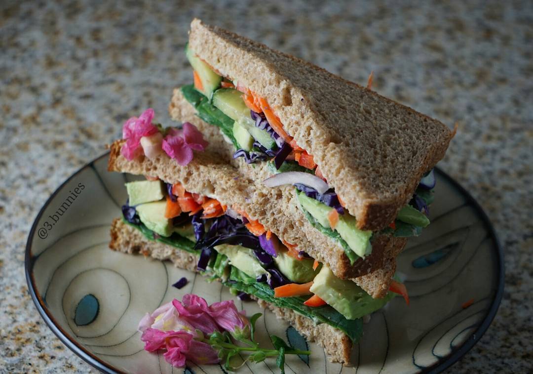 Quick Healthy Vegan Sandwich with Fresh Veggies