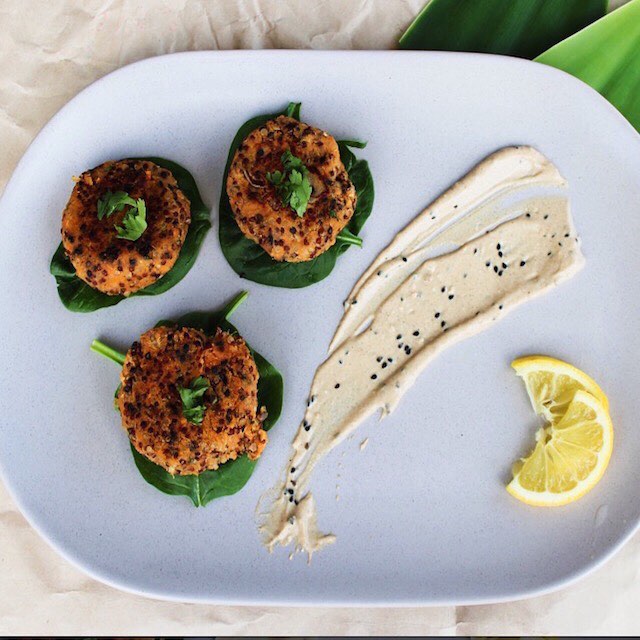 Gluten Free Vegan Sweet Potato Quinoa Cakes
