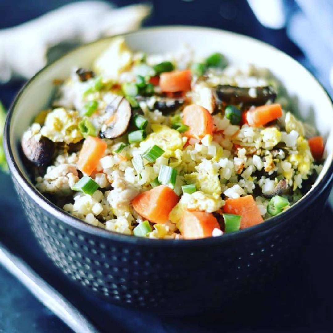 A Big Bowl of Fried Cauli-Rice with Chicken Sausage