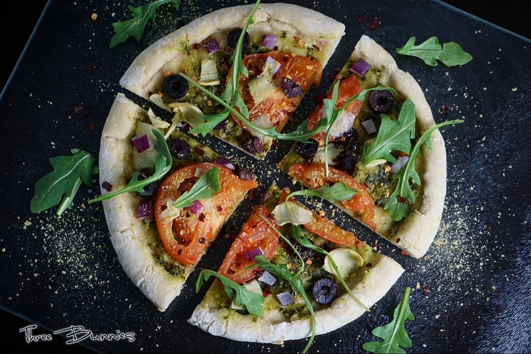 Basil Pesto and Vegetable Pizza