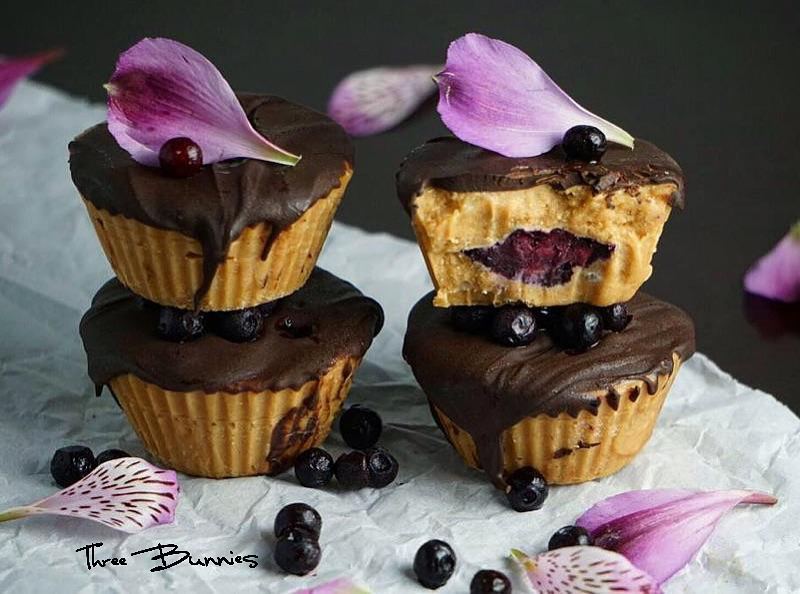 Peanut Butter Cups with Blueberry Filling