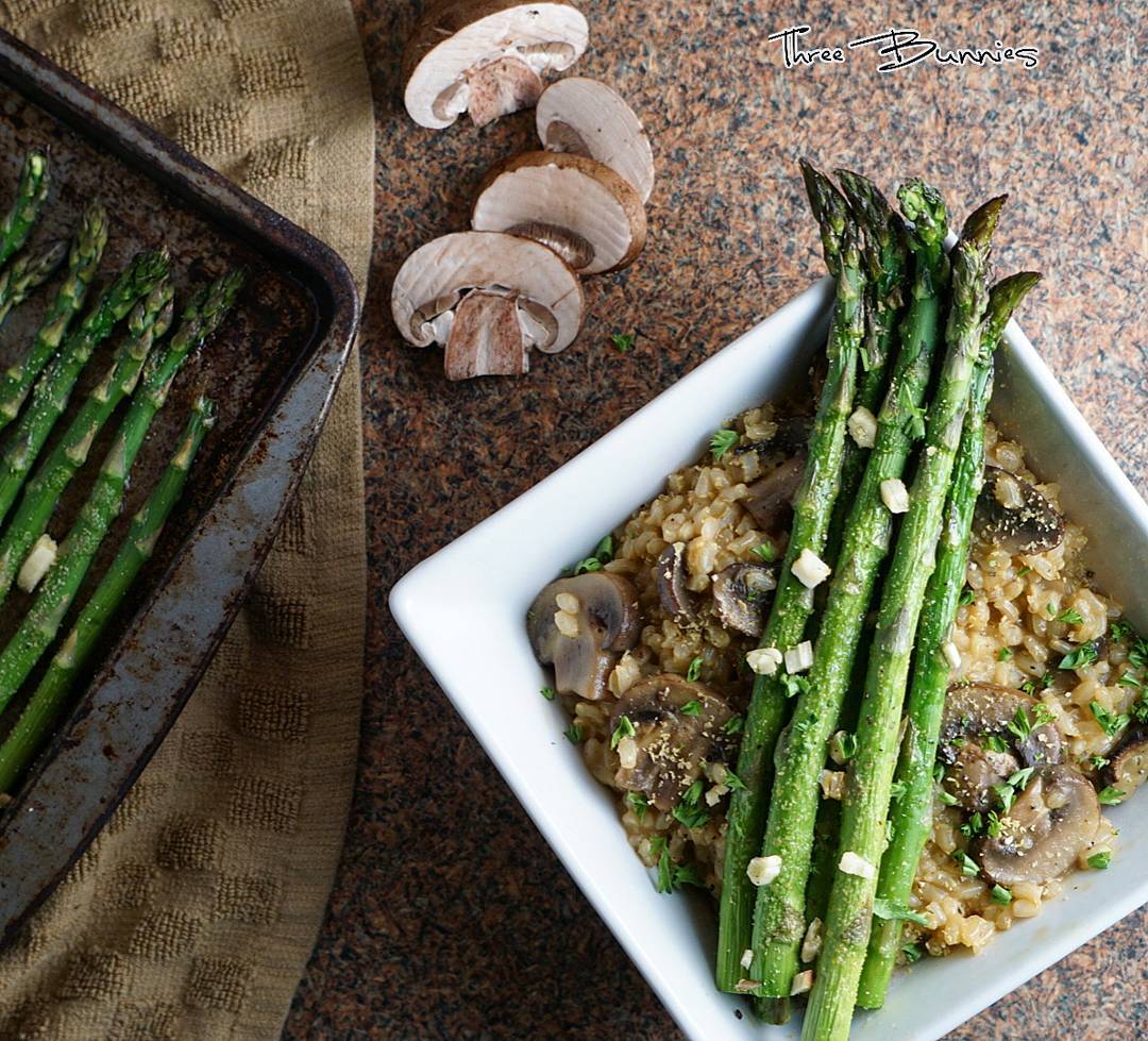 Mushroom Risotto and Oven Roasted Asparagus