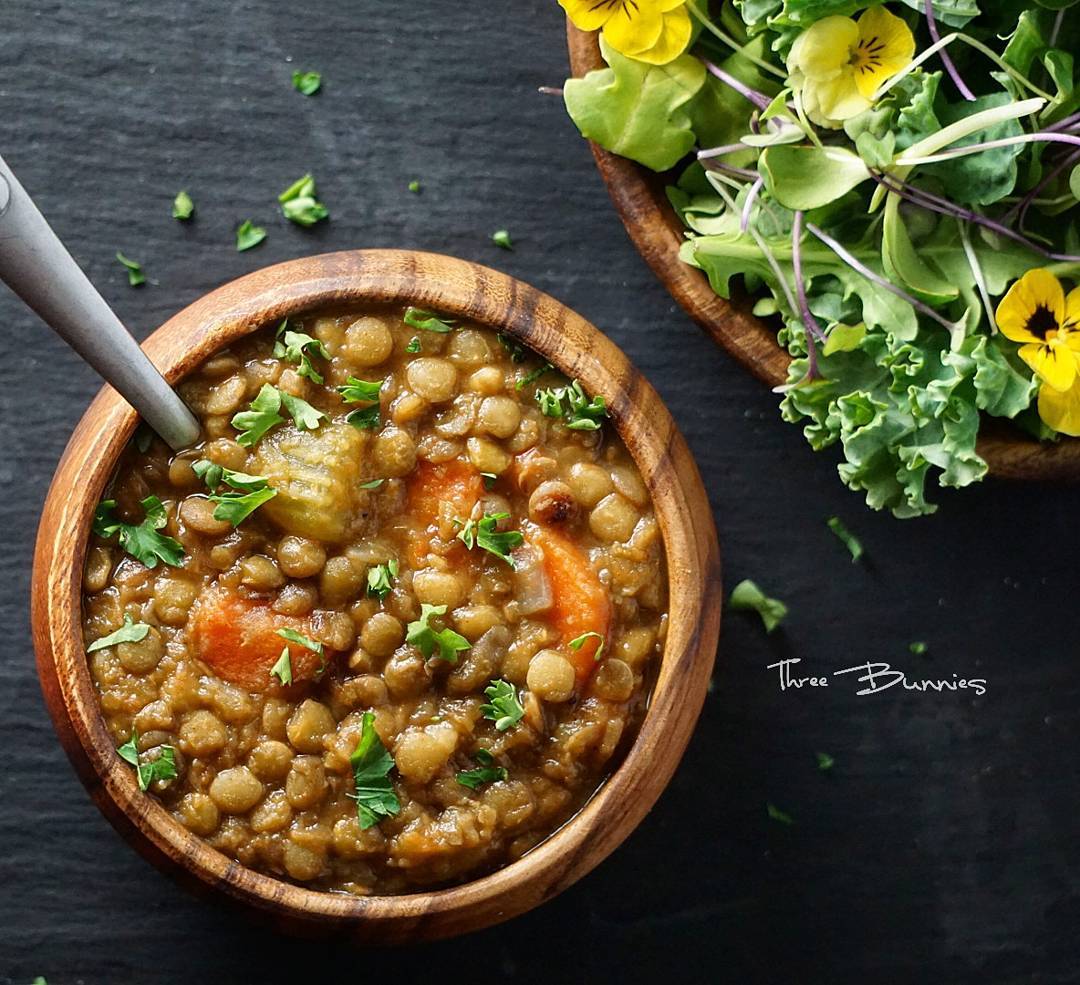 Our Lentil Soup with Green Salad