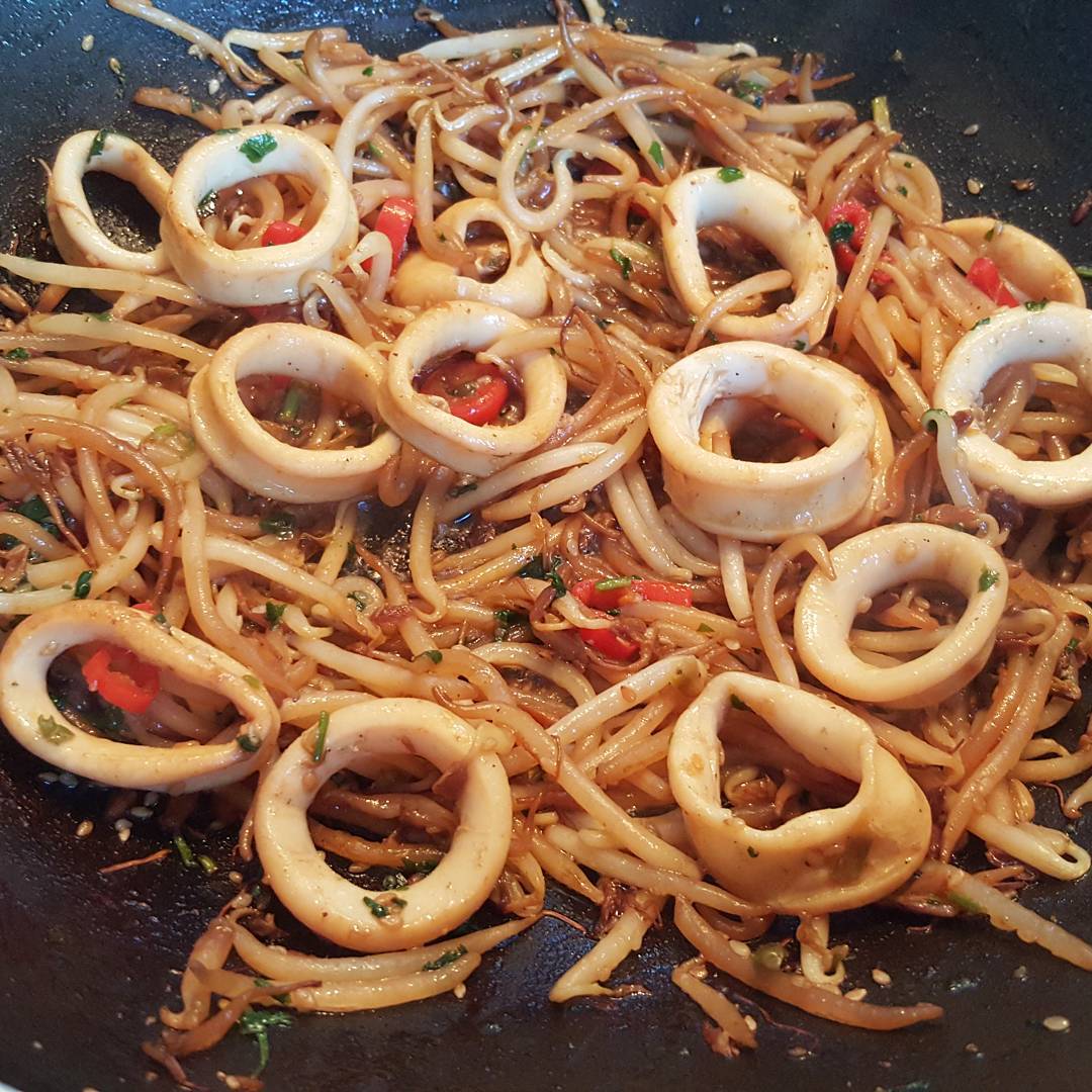 Calamari and Beansprout Stir Fry