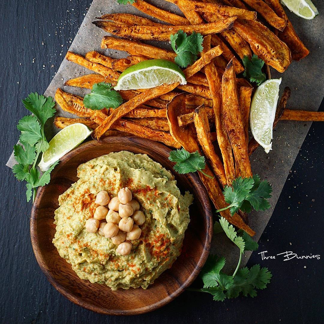 Our Sweet Potato Fries and Spicy Avocado Hummus