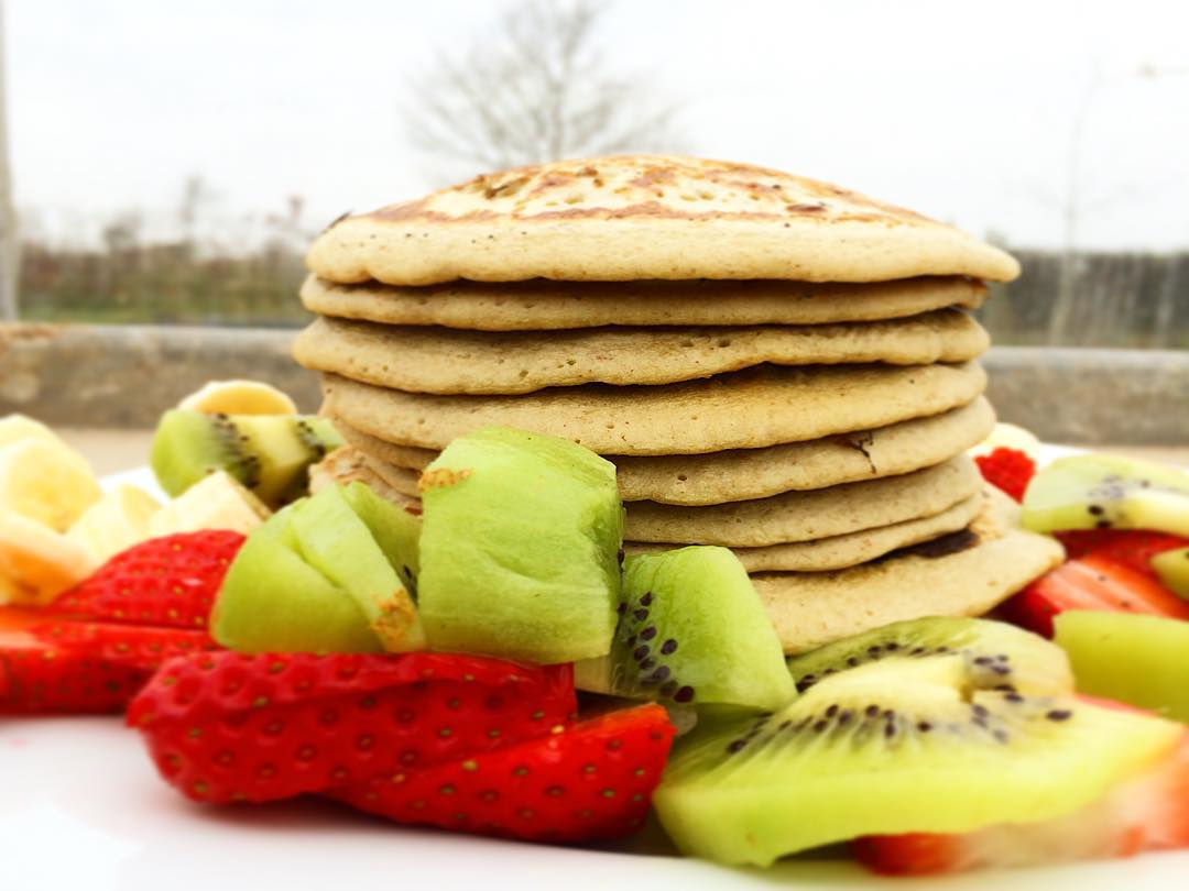 Fruity Buckwheat Oat Pancake Stack