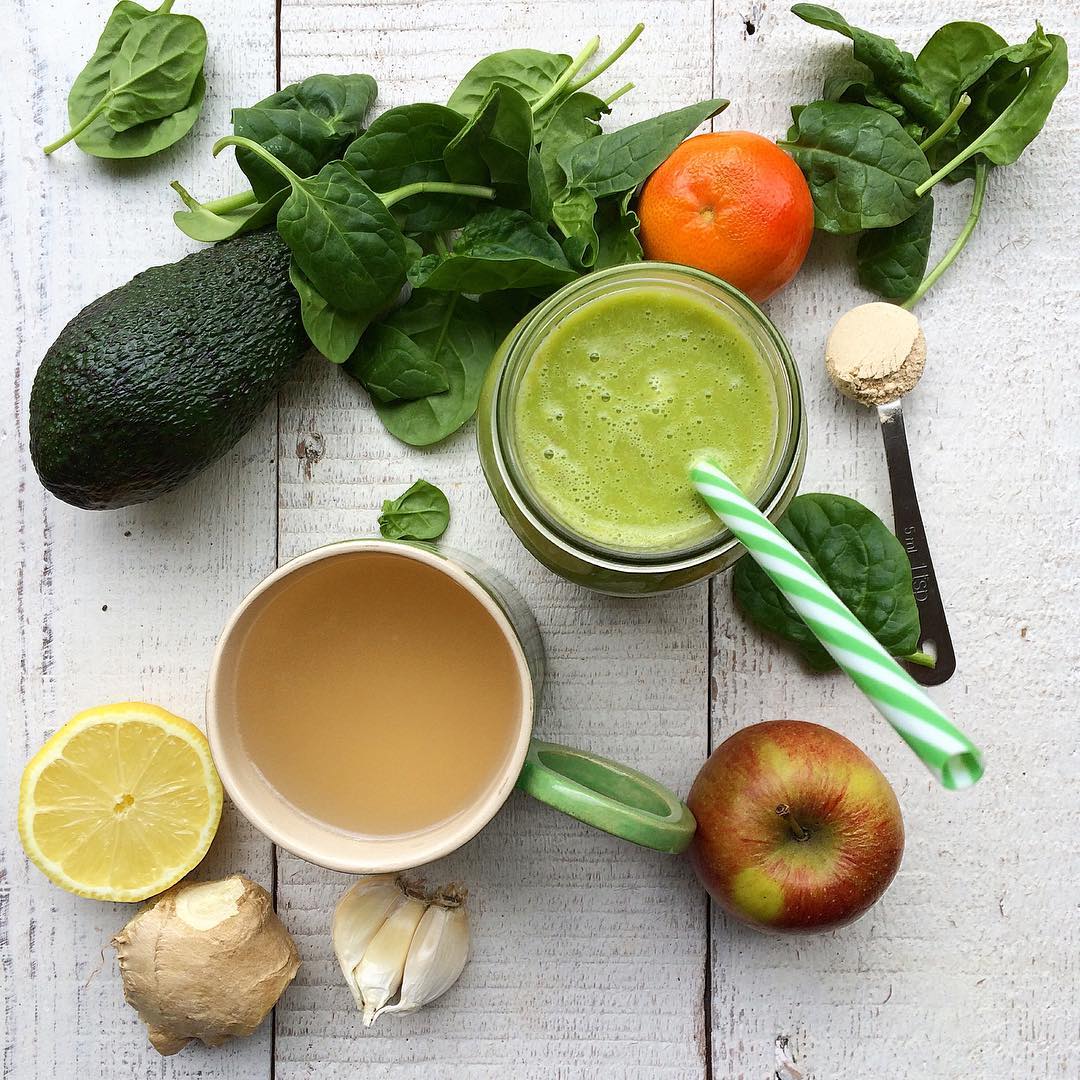 Green Smoothie with Apple Avocado and Spinach