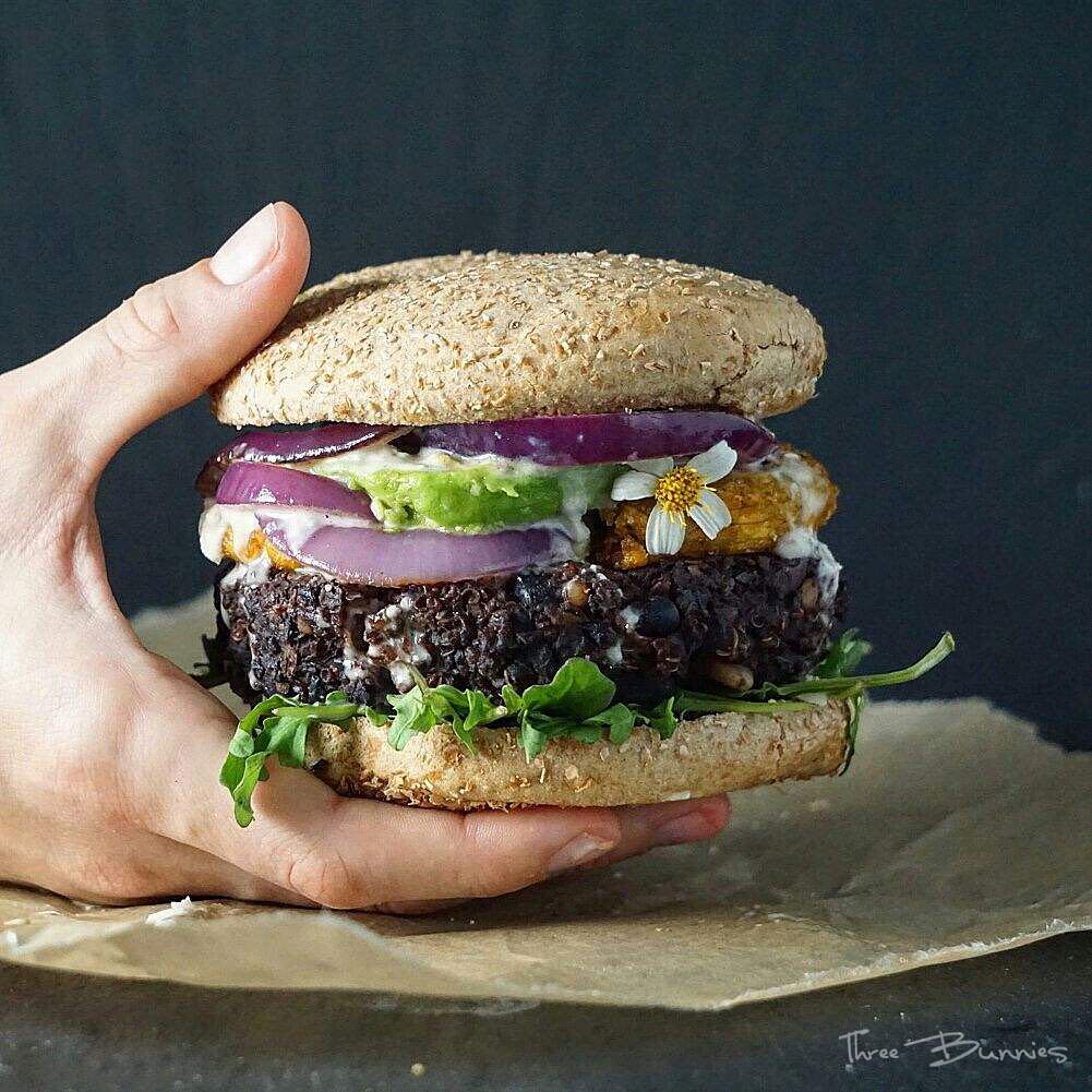 Vegan Tostones Burger with Garlic Lime Sauce