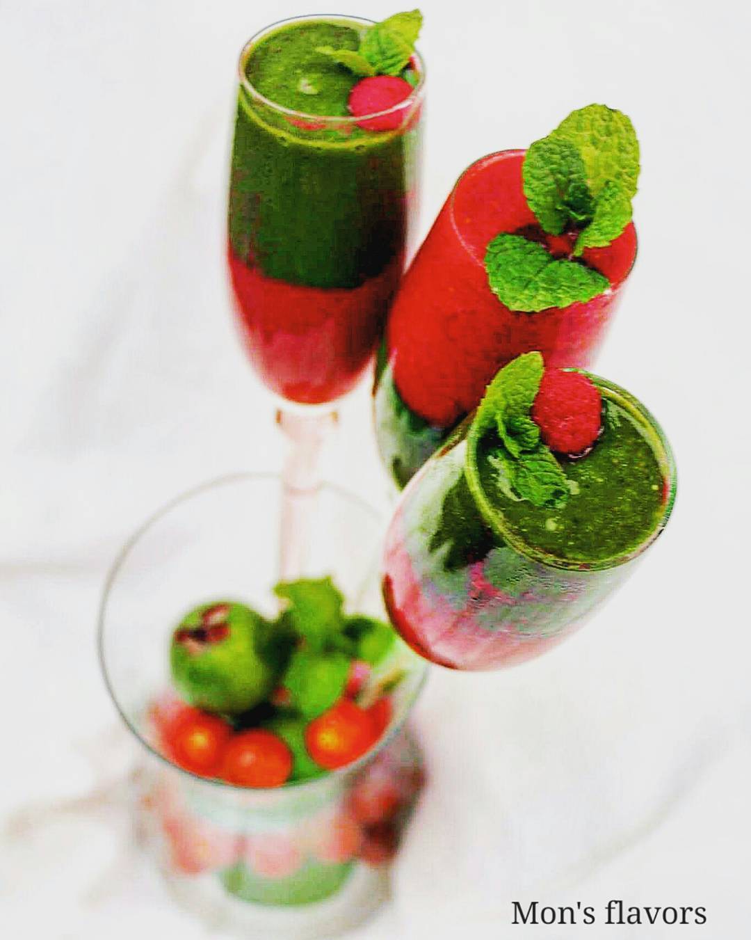 Healthy Feijoa Smoothie with Green and Red Layers