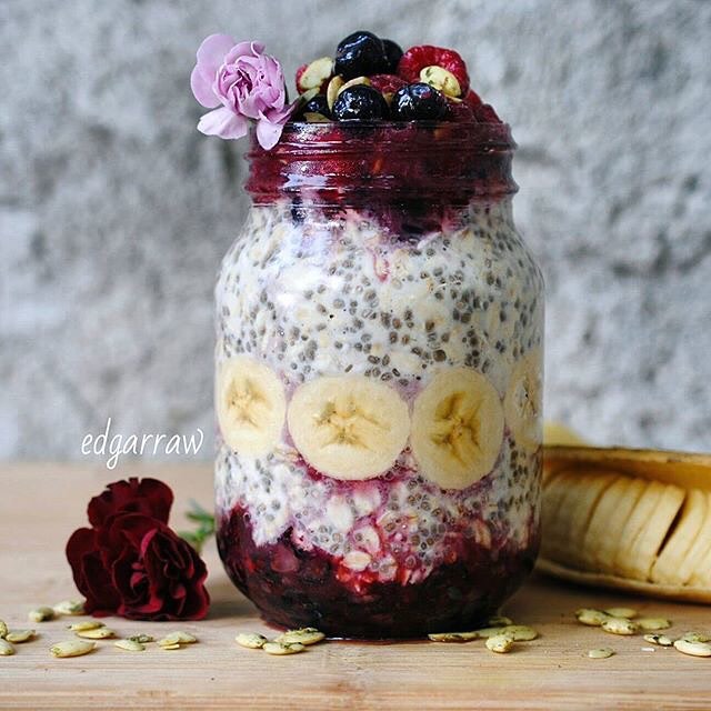 Coconut Chia Seed, Oat Parfait with Berries