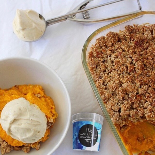 Pumpkin Casserole with a Maple Walnut Topping