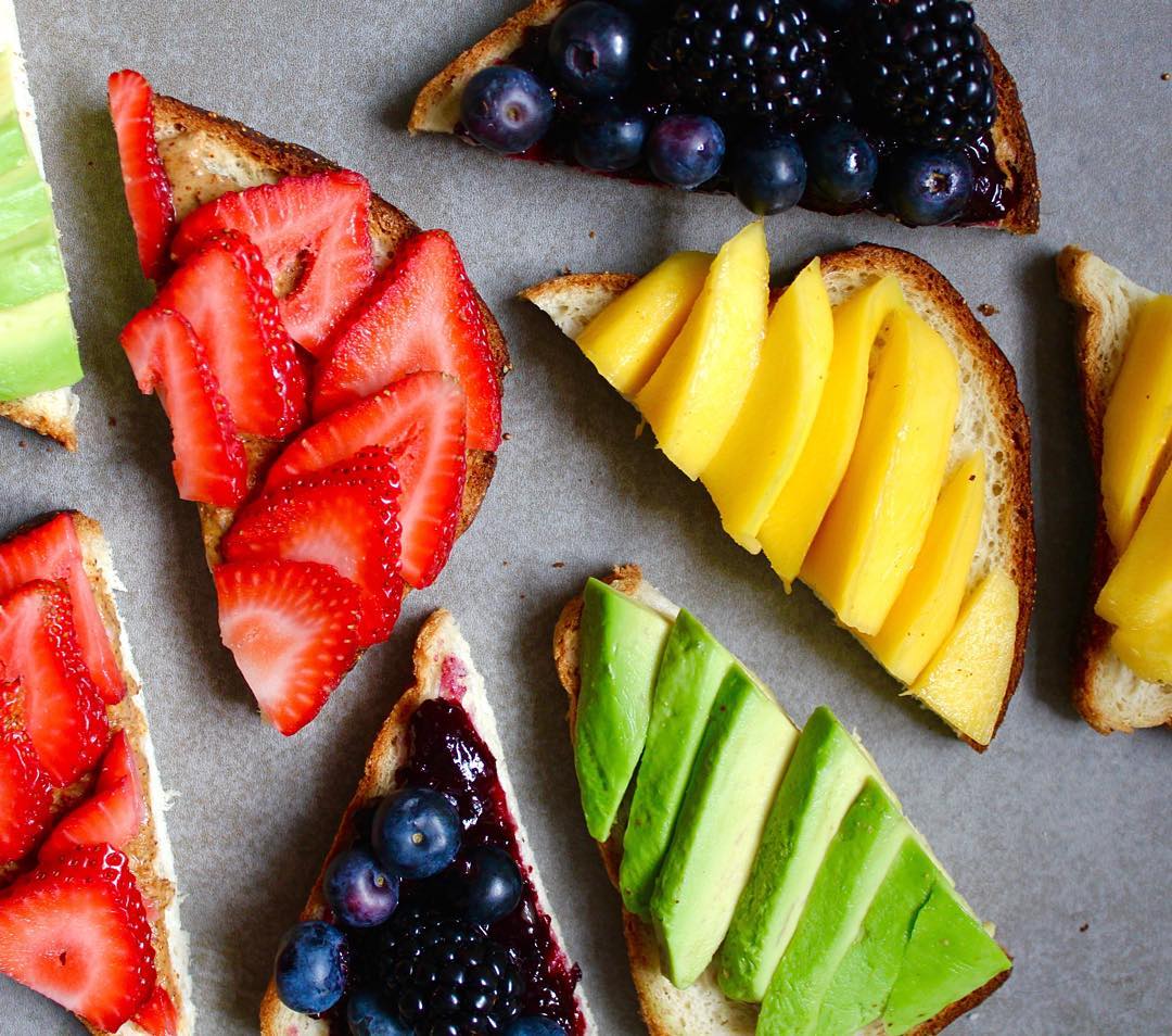 Colorful Avocado Toast with Fresh Fruits