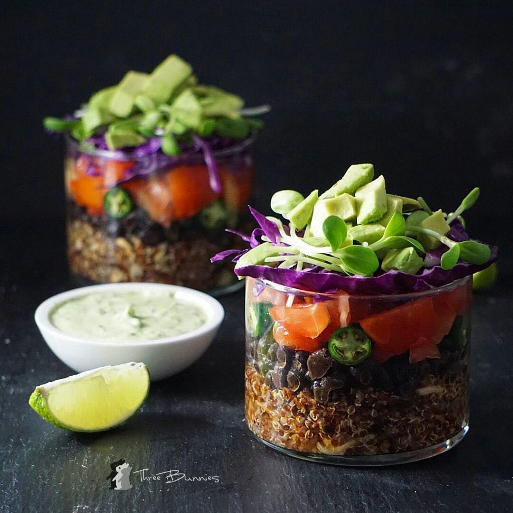 Taco Parfaits with Quinoa and Fresh Toppings