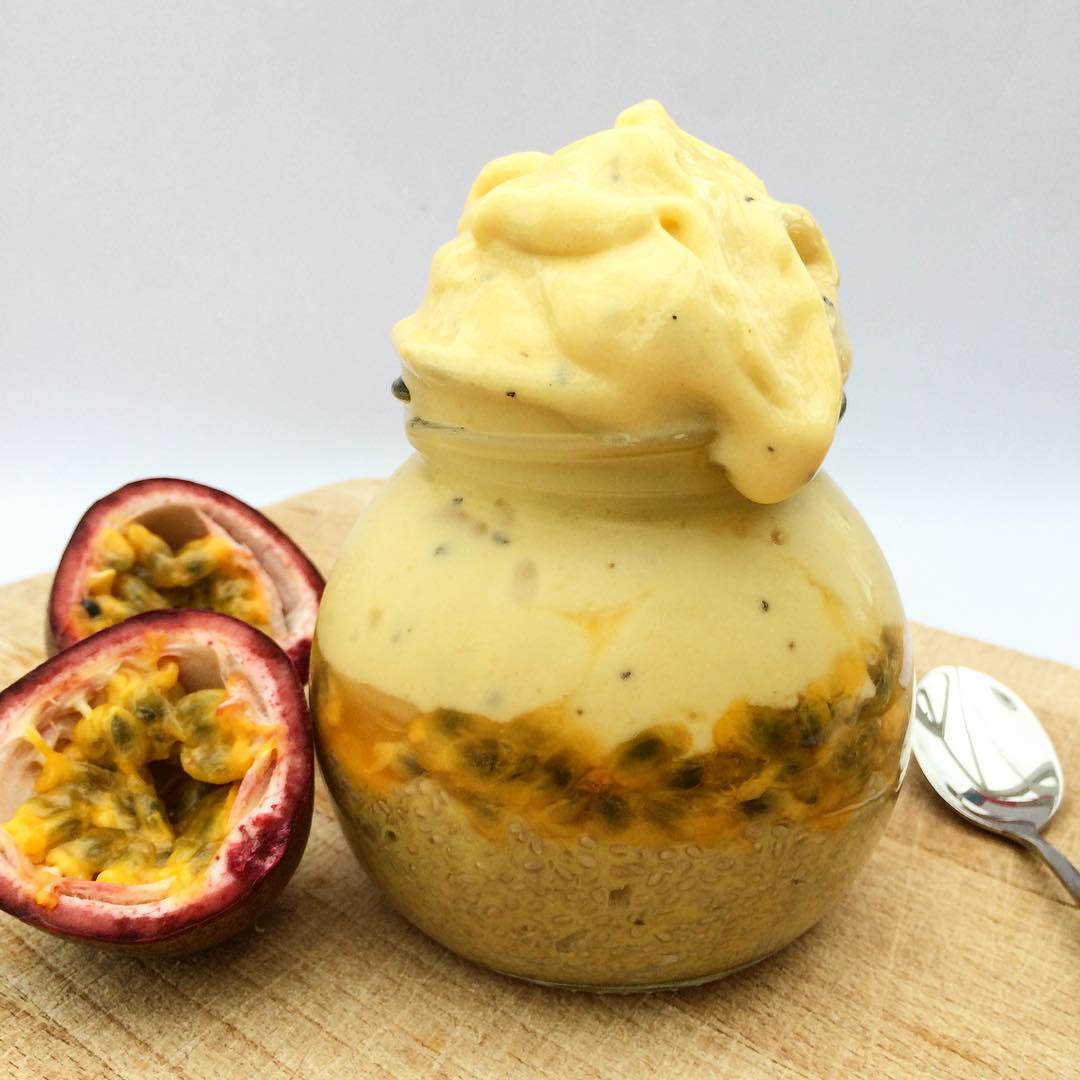 Mango Chia Pudding with Mango Passionfruit Nicecream