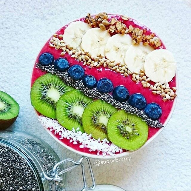 Strawberry Banana Orange Plum Smoothie Bowl