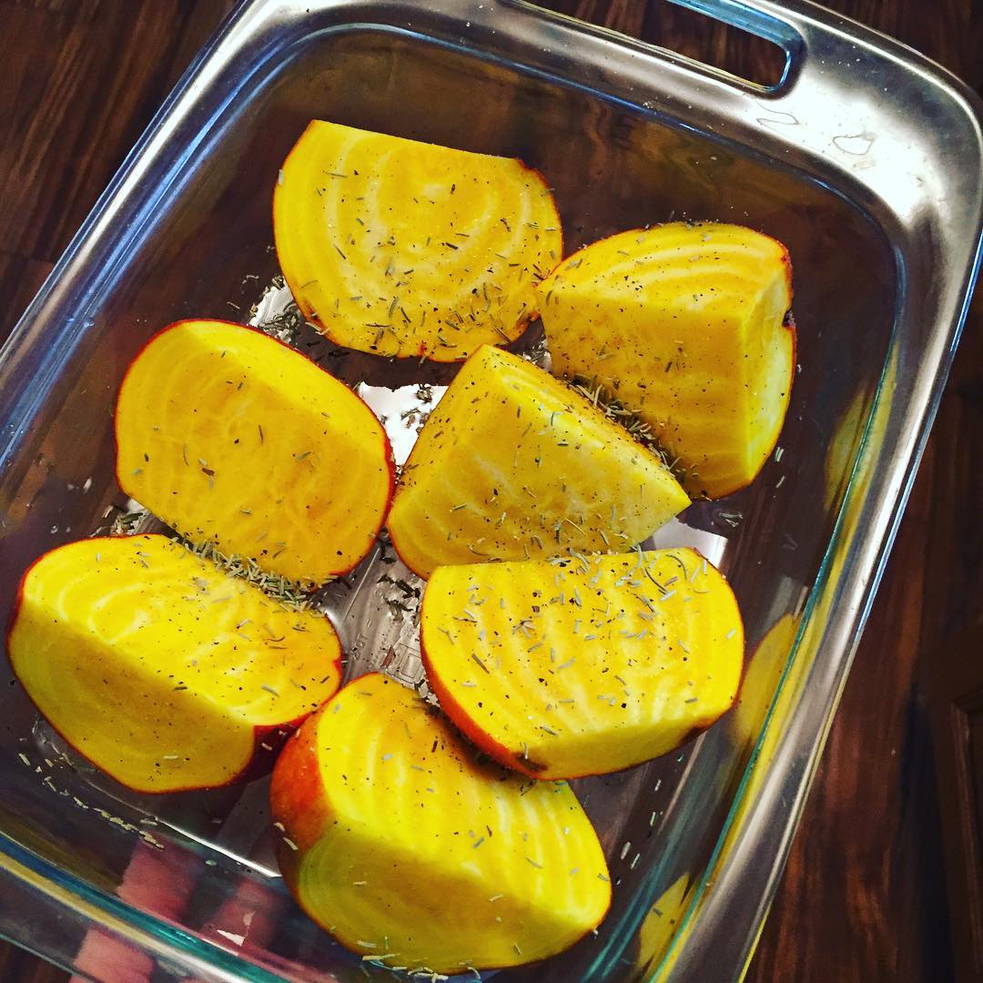 Baked Golden Beets with Herbs and Spices