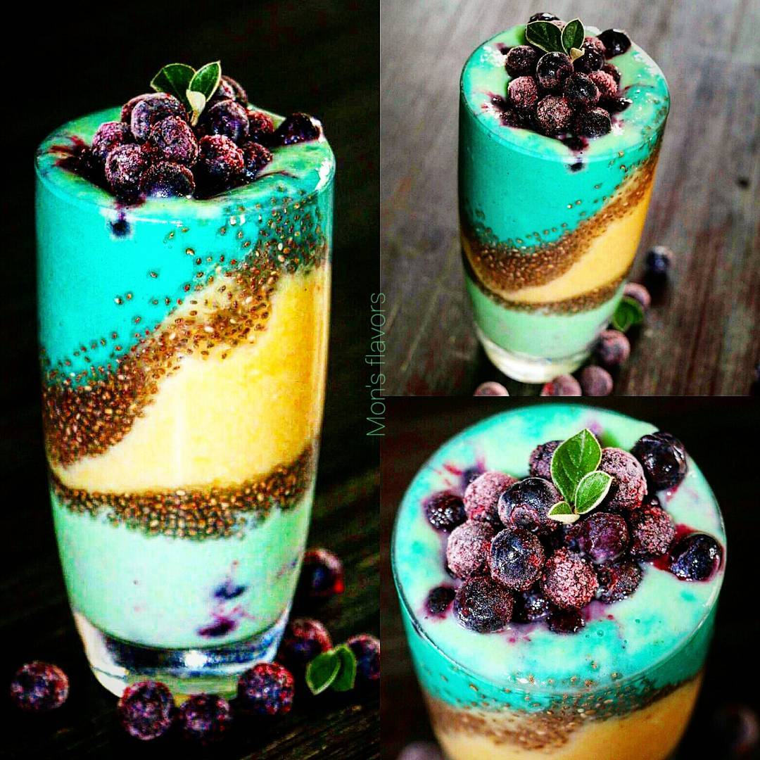 Layered Mango Pineapple Smoothie with Superfoods