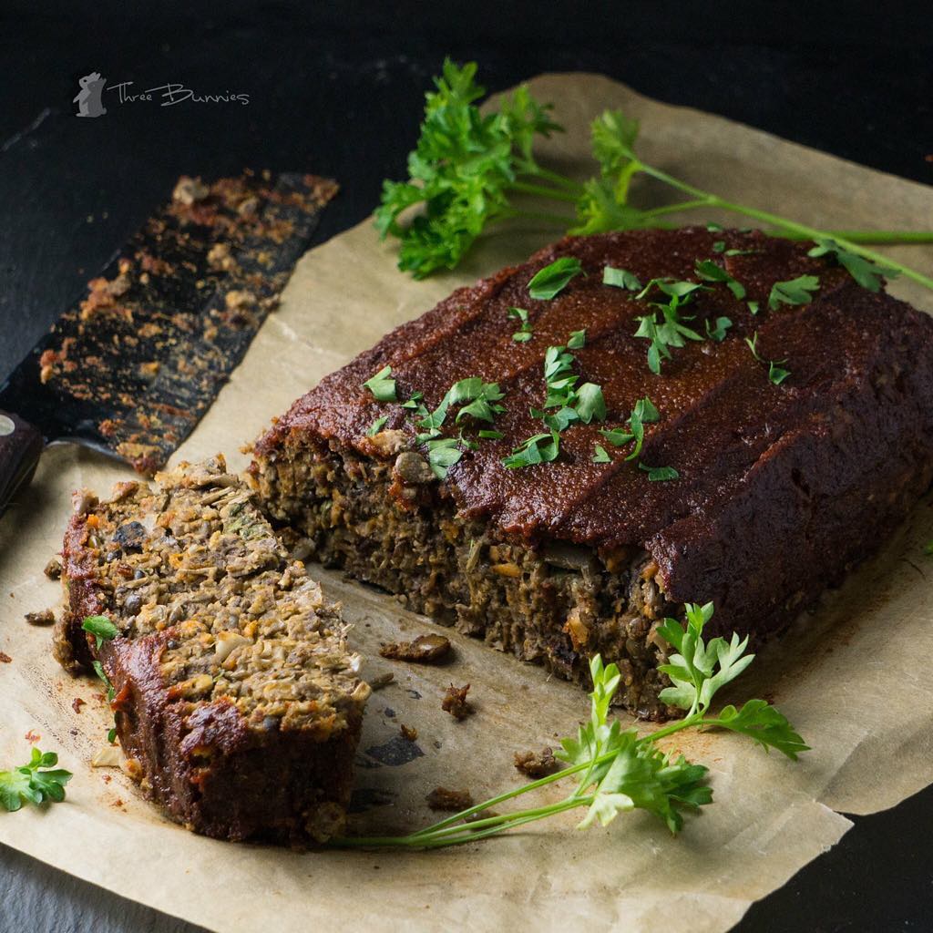 Vegan Onion Cheddar BBQ Meatloaf