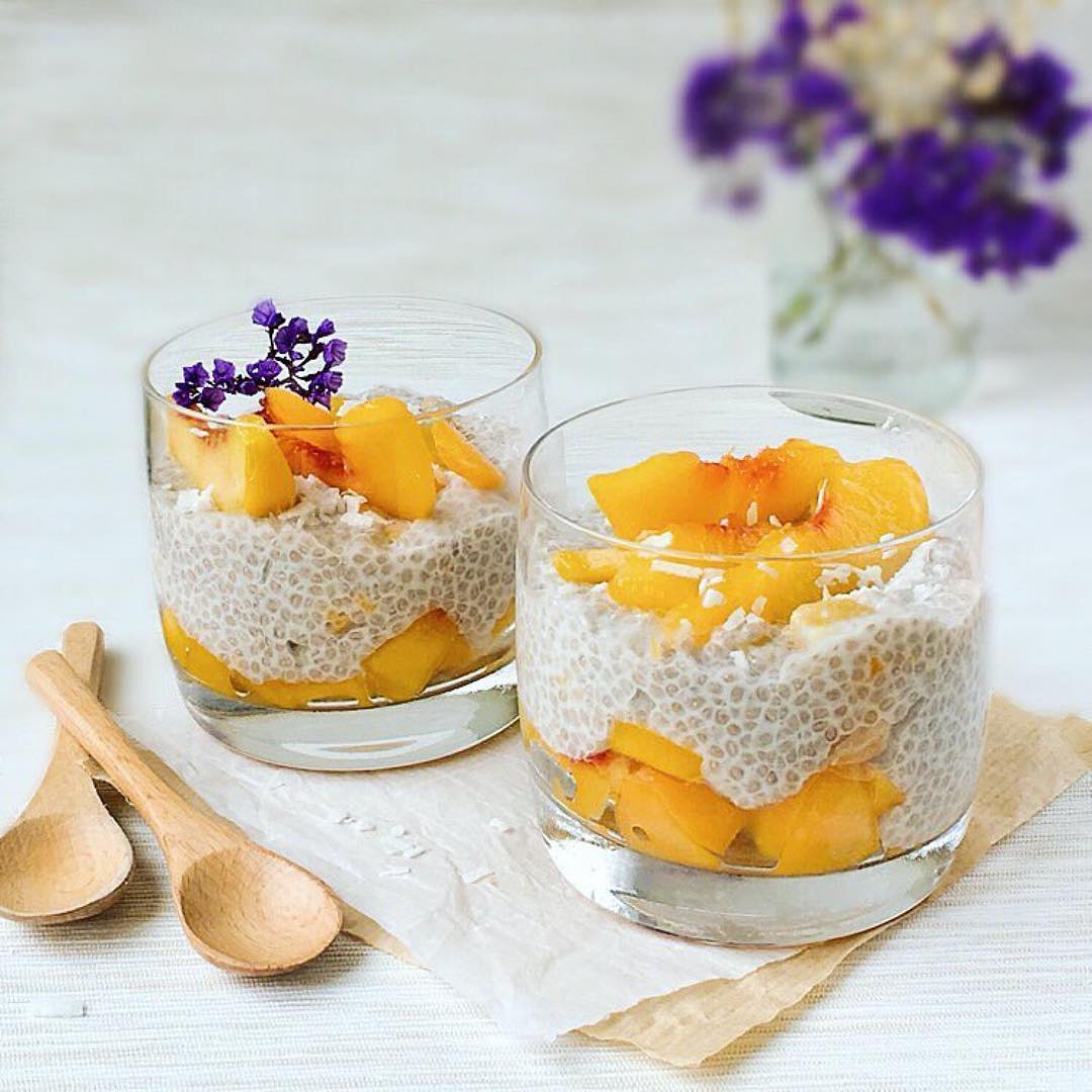 Ginger Chia Pudding with Coconut and Peaches