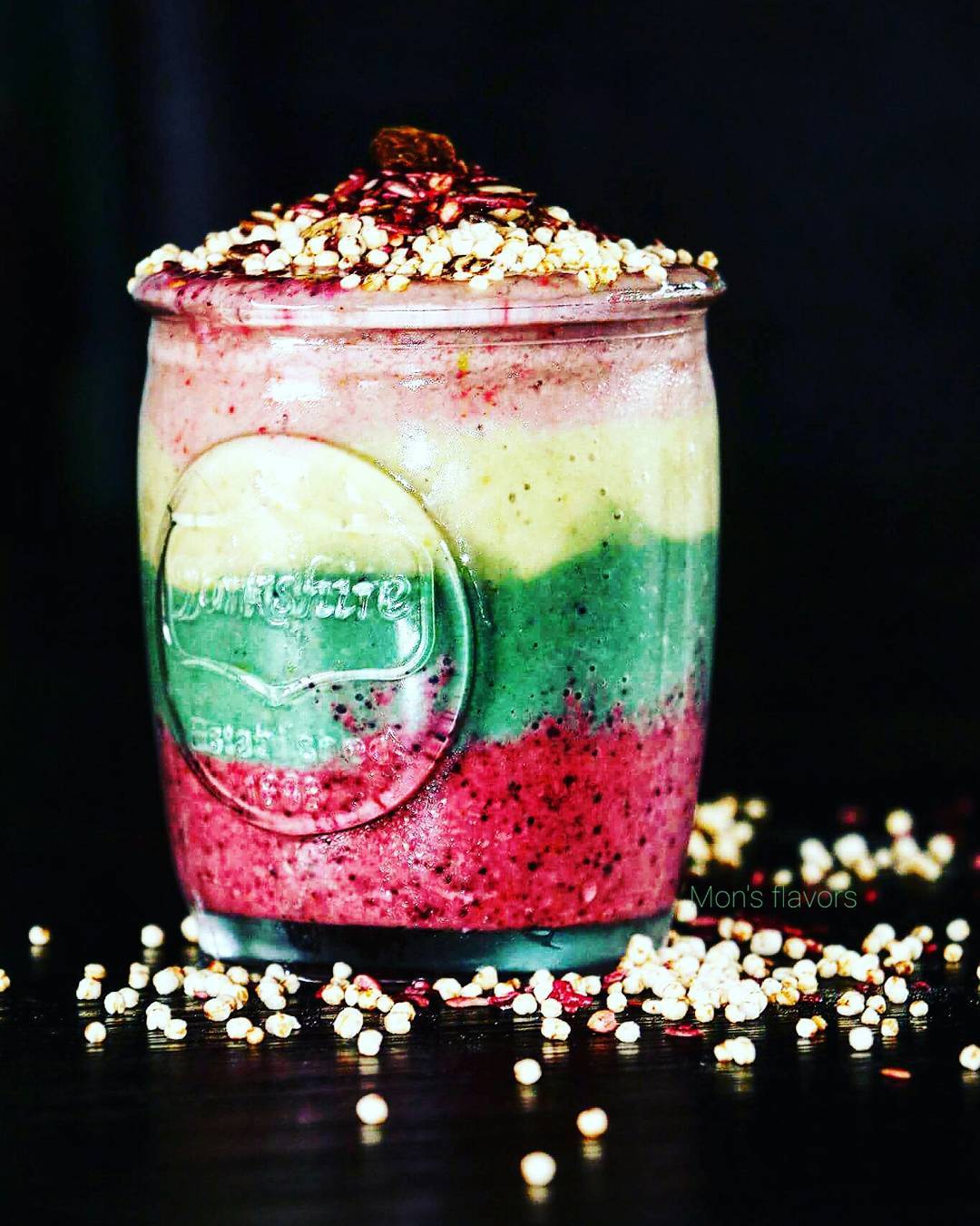 Nutritious Layered Smoothie with Berries and Greens