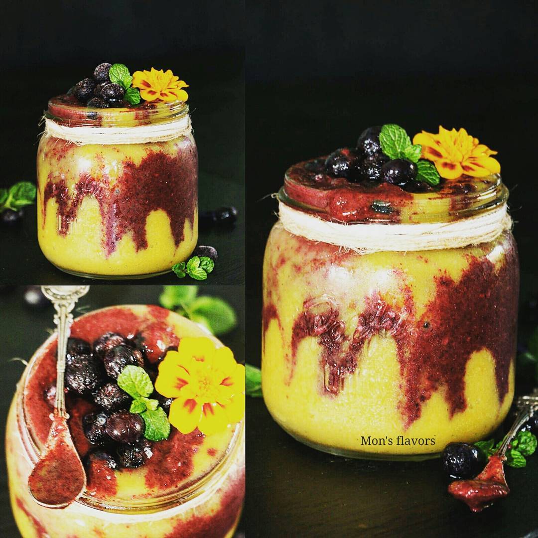 Layered Fruit Smoothie with Turmeric and Berries