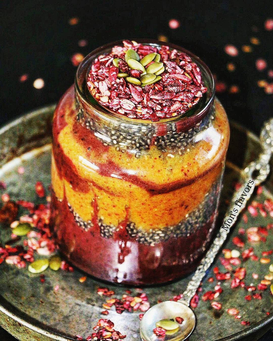 Healthy Red and Orange Smoothie Bowl Breakfast