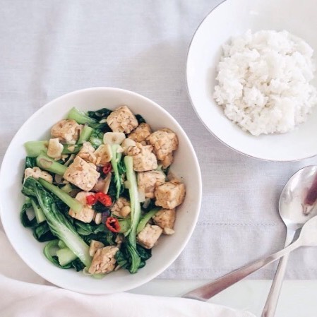Tempeh and Baby Bok Choy Stir Fry